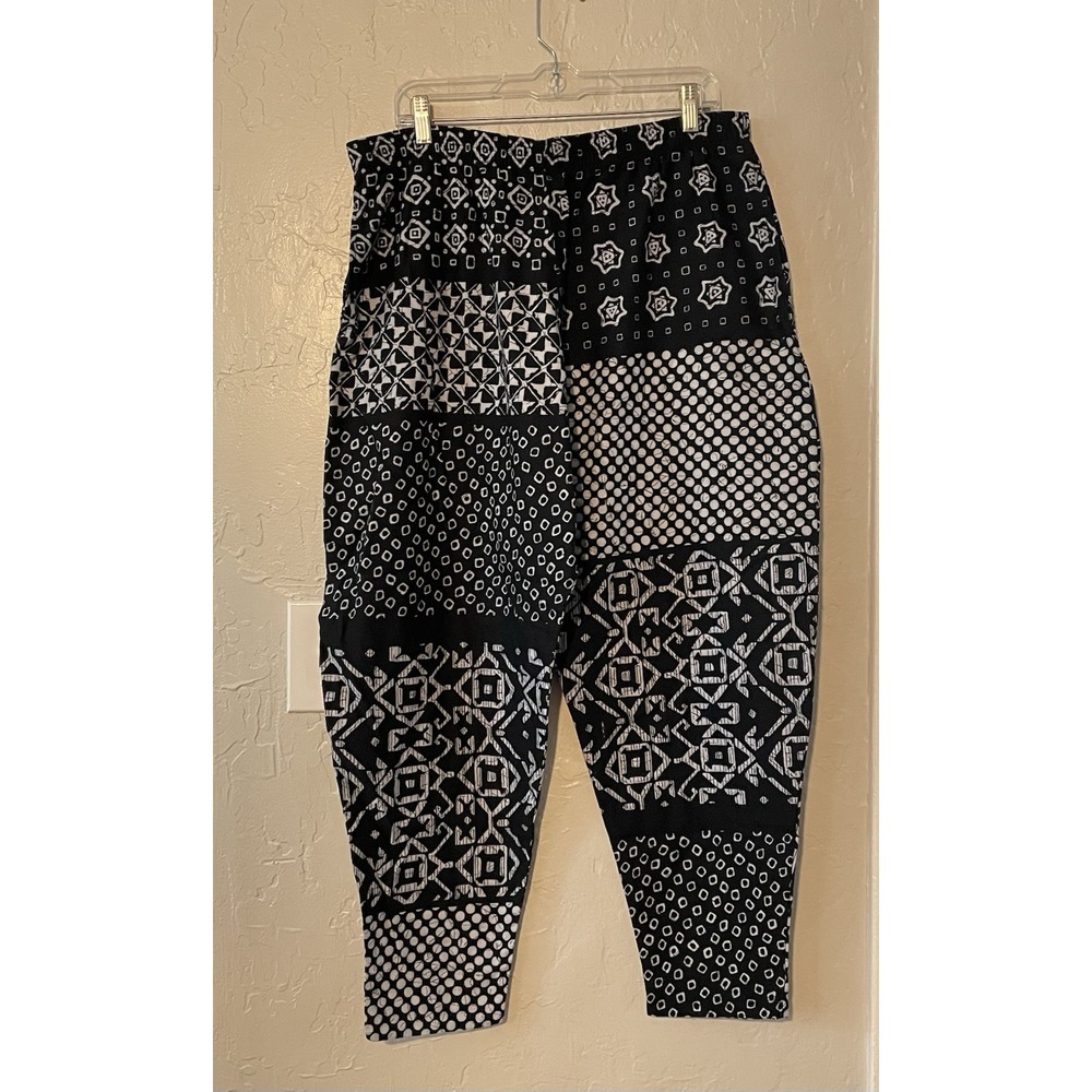 SOSTANZA - Vtg 90s NWT Black & White Geometric Print Pants Womens Medium